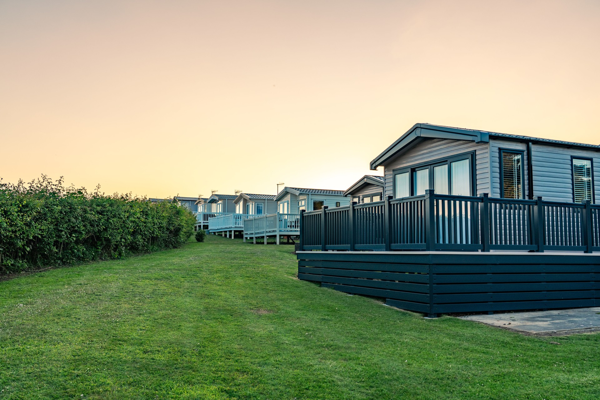 Modern caravan homes inviting tourists for relaxing vacations in england
